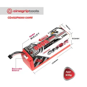 CODDAR 4S 8000MAH 15.2V 130C 5mm Bullet HARD CASE LiHV RC LiPo Battery XT60 PLUG