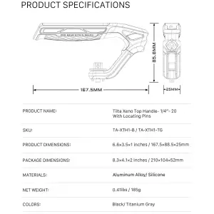 Tilta Xeno Top Handle 1/4"-20 with Locating Pins