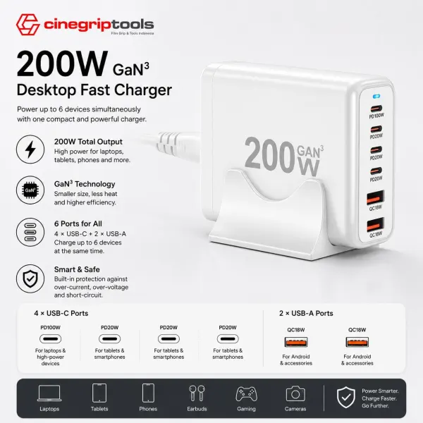 200W Charger Desktop Multi-Function Cinegriptools 4CA2