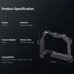 Nitze Camera Cage for Sony a7R V / a7 IV / a7R IV / a7R III / a7 III / a7S III with Built-in NATO Rail T-S13A