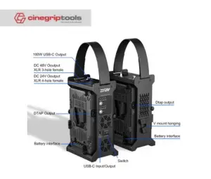 ZITAY Dual Channel V-Mount Battery Adapter Converter Power Supply for Video LED Light with Quick Release Set