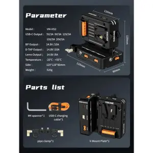 SWIT V Mount Battery VM-HS2 Hot Swap/Shark Fin Dual Micro Plate