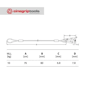 KUPO SW-04 75cm Safety Wire- 4.5mm Diameter with PVC Jacket