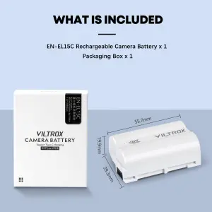 Baterai VILTROX EN-EL15C 2400mAh for Nikon D500 D600 D750 D800 D810 D850 D7500 Z5 Z6 Z6II Z7 Z7II ZR