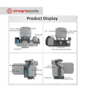 Nitze Cage Sony A7 IV & A7R V Camera with Built-in NATO Rail and Full/Half Cage Interchangeable