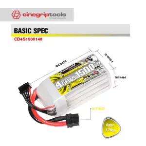 CODDAR 4S 1500MAH 14.8V 140C LiPo Battery XT60