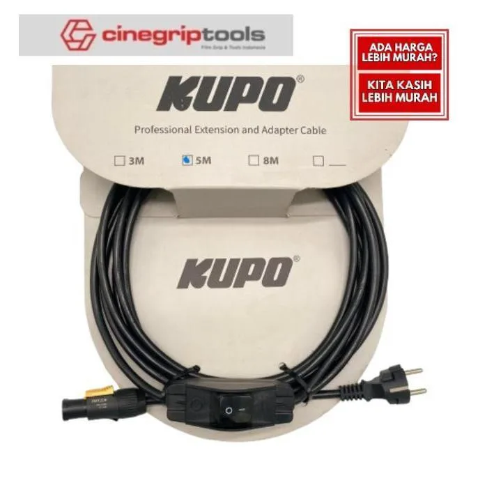 KUPO Power Cord for Aputure and Nanlux with Switch (Schuko) 5 Meters