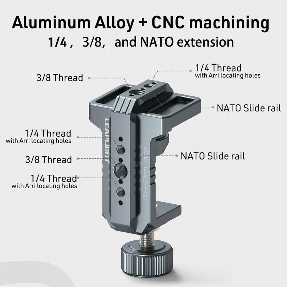 LEAPLIGHT Photography C Clamp Aluminum Table C-clamp with 1/4" NATO Desktop Camera Mount for Magic Arm Video Camera Light Stand