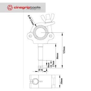 KCP-826 - Kupo Tuv Clamp Coupler Slim TYPE 16MM STUD COUPLER