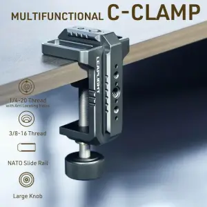 LEAPLIGHT Photography C Clamp Aluminum Table C-clamp with 1/4" NATO Desktop Camera Mount for Magic Arm Video Camera Light Stand
