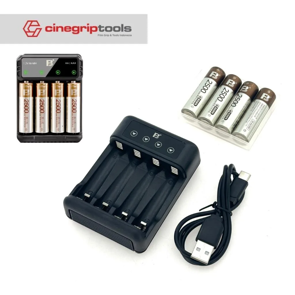 Battery charger Ni-MH battery four 2500 mAh - 4 cell AA package MIC/CLIP ON/ZOOM