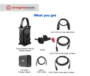 ZITAY Dual Channel V-Mount Battery Adapter Converter Power Supply for Video LED Light with Quick Release Set