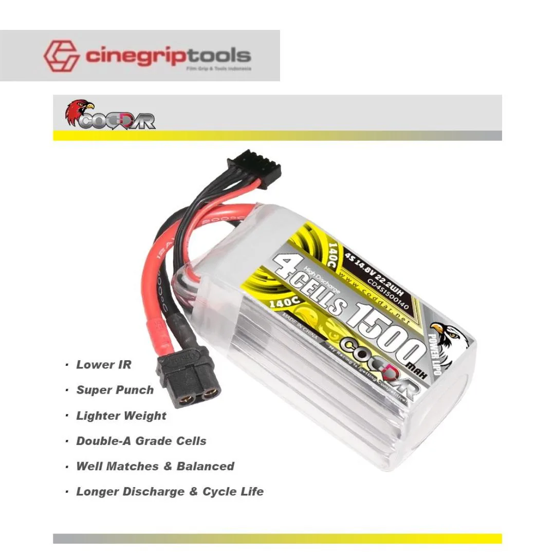 CODDAR 4S 1500MAH 14.8V 140C LiPo Battery XT60