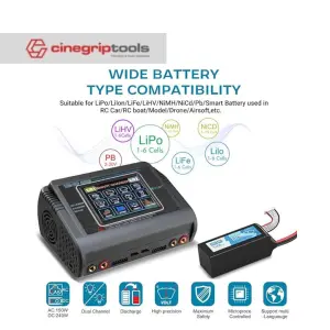 T240 Dual-Channel Color Screen Charger 150W 10A*2 Charger Lithium Battery Intelligent Balance Charger HTRC