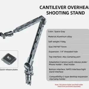LEAPLIGHT Flexible Magic Arm W C-Clamp Overhead Camera Mount 360°Rotatable Cantilever Stand ArticulatingArm for Phone/iPad Stand