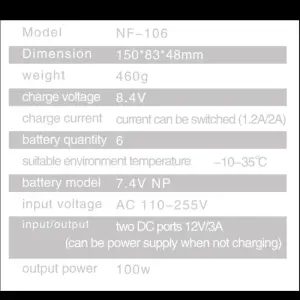 FeiDu six-position Small train quickcharger for Sony NP Battery Packs