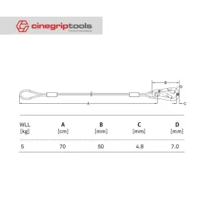 KUPO SW-02 70cm Safety Wire- 3.0mm Diameter with PVC Jacket