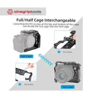 Nitze Cage Sony A7 IV & A7R V Camera with Built-in NATO Rail and Full/Half Cage Interchangeable