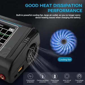 T240 Dual-Channel Color Screen Charger 150W 10A*2 Charger Lithium Battery Intelligent Balance Charger HTRC