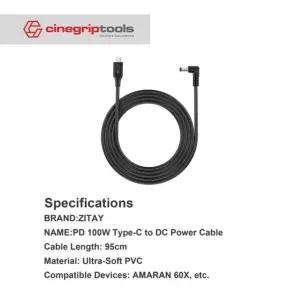 ZITAY PD100W Type-C to DC power cable - Elbow type, without lock
