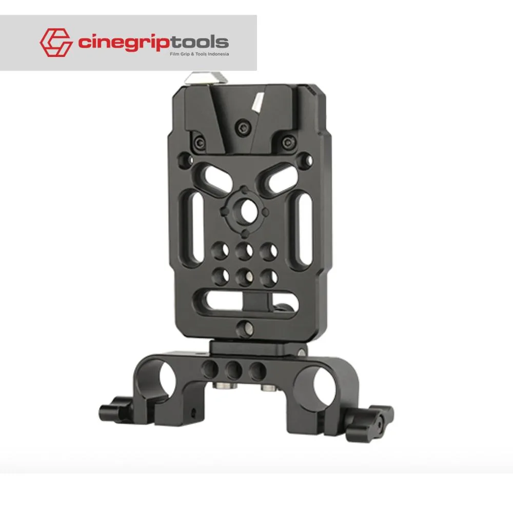 Nitze V-Mount Battery Plate with 15mm Rod Clam and Adjustable Arm