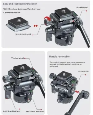 Leaplight Carbon Fiber Tripod with Mini Fluid Head LYQ1+LYR1