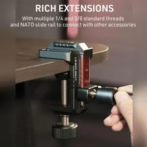 LEAPLIGHT Photography C Clamp Aluminum Table C-clamp with 1/4" NATO Desktop Camera Mount for Magic Arm Video Camera Light Stand