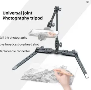 Leaplight phone stand for overhead photography, a desktop tripod for shooting and recording videos, VOLG live streaming, unboxing,and bird's-eye view. Expandable fill light. - LYX2 stand (single base only) + LYE18 Magic Arm
