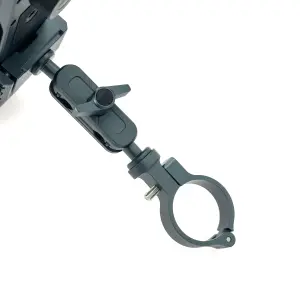 Leaplight - Metal Aluminum Alloy Tab/Ipad Holder Handlebar Bracket - Flat Clamp Interface With Fixed Rubber Ring