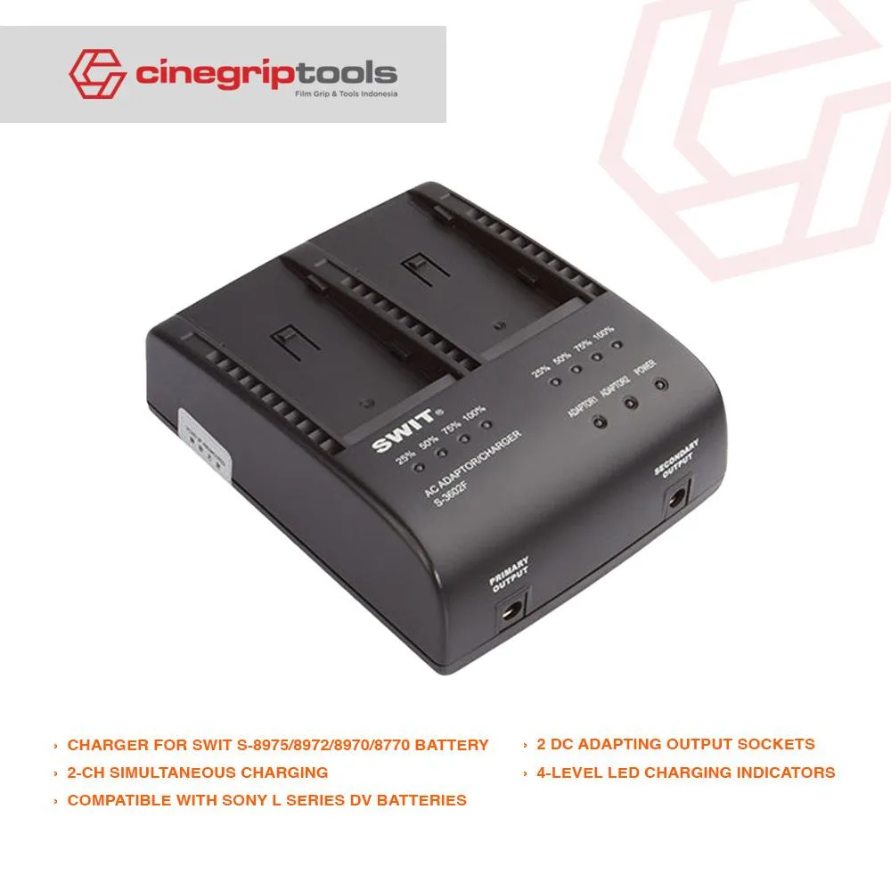 SWIT S-3602F 2-ch SONY NP-F Charger and Adaptor