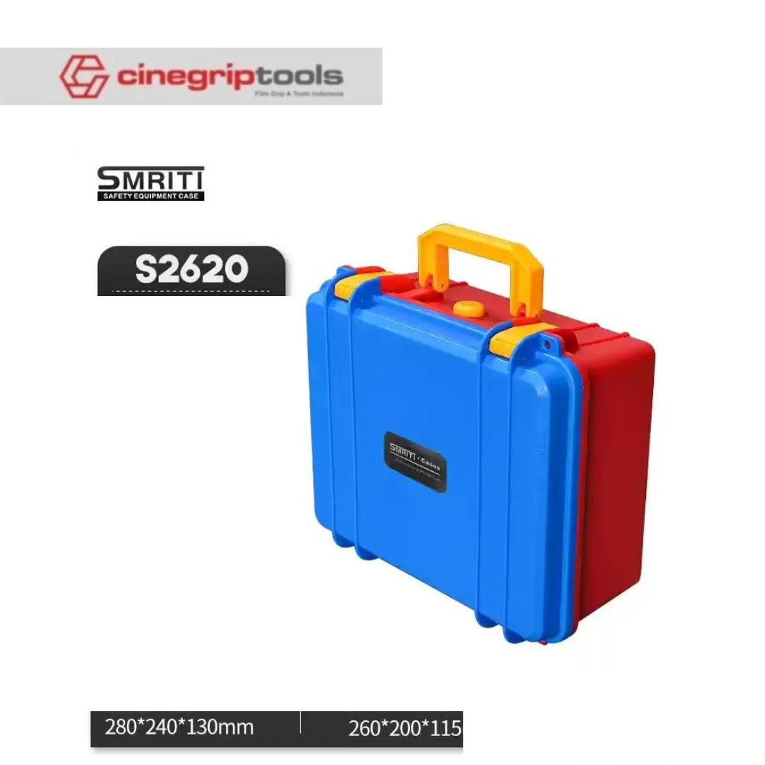 SMRITI S2620 Pull Rod Protective Waterproof IP67 Tools Case With Pick and Pluck Foam - Light Blue and Red