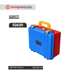 SMRITI S2620 Pull Rod Protective Waterproof IP67 Tools Case With Pick and Pluck Foam - Light Blue and Red