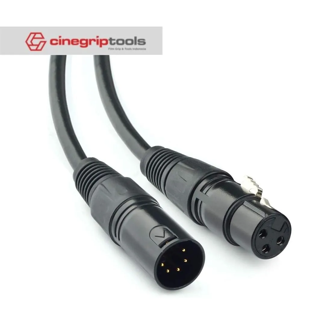 3 Pin XLR Female to 5 Pin XLR Male DMX Turnaround Adapter Cable 15CM