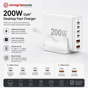 200W Charger Desktop Multi-Function Cinegriptools 4CA2