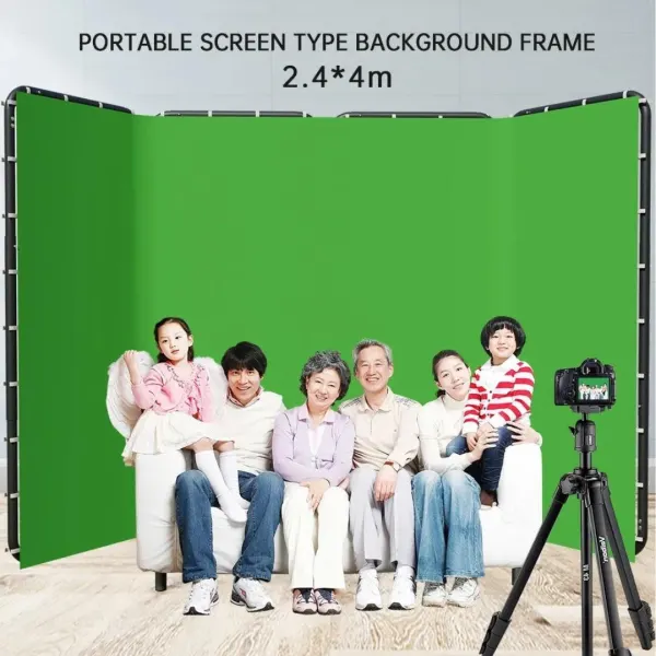 Background Cloth, Large Portable Photo Screen Background Stand Set ,Kain Background Backdrop Green Screen Set dengan Frame