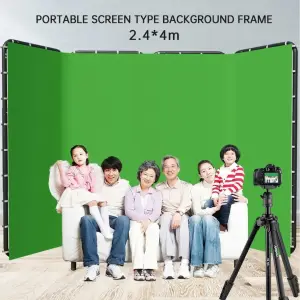 Background Cloth, Large Portable Photo Screen Background Stand Set ,Kain Background Backdrop Green Screen Set dengan Frame