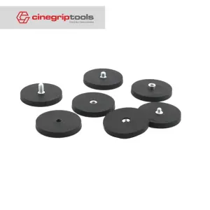 Black Rubber Coated Neodymium Pot Magnets w Mounting Threads 1/4 Male