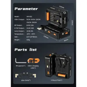 SWIT V Mount Battery VM-HS2 Hot Swap/Shark Fin Dual Micro Plate
