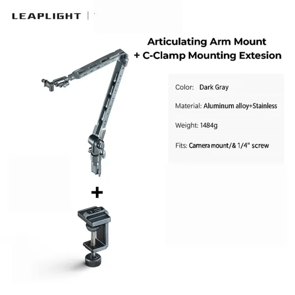 LEAPLIGHT Flexible Magic Arm W C-Clamp Overhead Camera Mount 360°Rotatable Cantilever Stand ArticulatingArm for Phone/iPad Stand