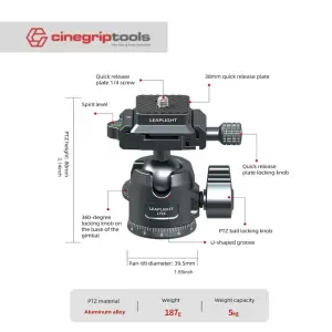 Leaplight aluminum alloy universal rotating gimbal base 360degree panoramic base tripod LYZ4