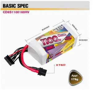 CODDAR HV 6S 1100MAH 22.8V 120C 160C LiPo Battery XT60 LiHV