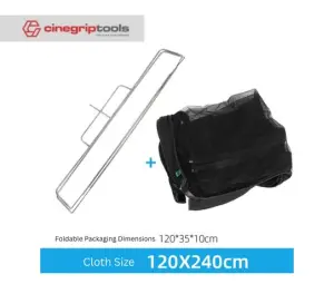 AUOFUTU Folding flag frame 120*120cm + Cloth 120*240cm / floppy cutter light
