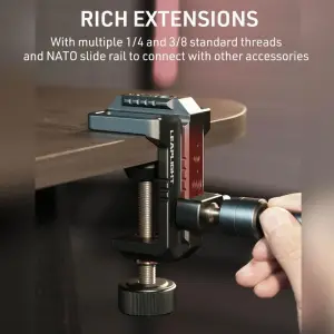 LEAPLIGHT Photography C Clamp Aluminum Table C-clamp with 1/4" NATO Desktop Camera Mount for Magic Arm Video Camera Light Stand