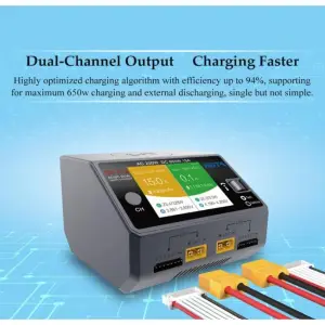 HOTA D6 Pro AC 200W DC 650W 15A*2 Dual Channel Lipo Charger Support Power Distribution 1-6S Battery Charger for RC Models Parts