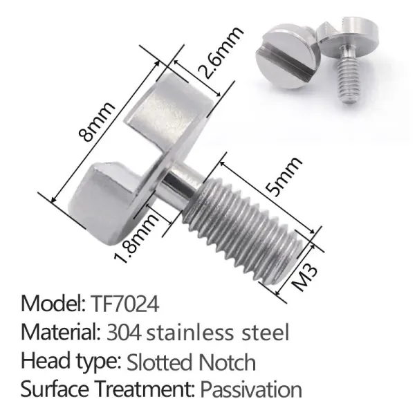 M3 slotted quick-release screw without ring TF7024 - 5 pcs per pack