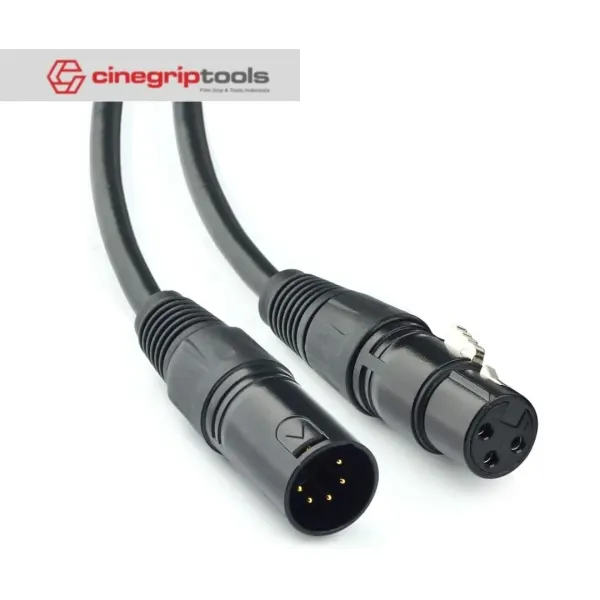 3 Pin XLR Female to 5 Pin XLR Male DMX Turnaround Adapter Cable 15CM