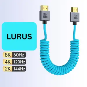 HDMI 8K 4k Cable Braided Slim Spring Cable Cinema Camera Monitor Laptop Computer Tv Projector 8K BLUE