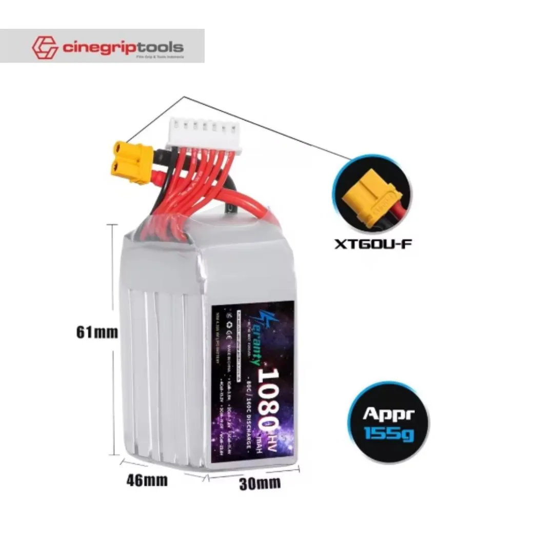 TERANTY 6S 22.8V LIHV BATTERY 1080MAH 80C XT60