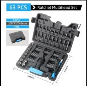 63-pieces Multi-Purpose Screwdriver Set with Flathead Phillips Hexagonal Handle/ 63buah obeng set
