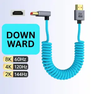 HDMI 8K 4k Cable Braided Slim Spring Cable Cinema Camera Monitor Laptop Computer Tv Projector 8K BLUE
